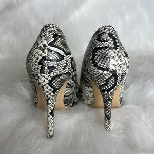 Snake print heels.